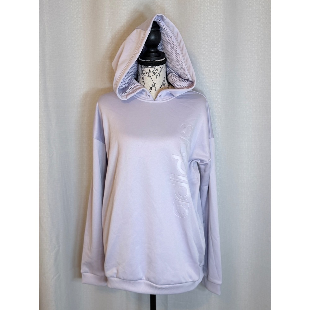Adidas Hoodie Athleisure Light Purple Embossed Logo Size M